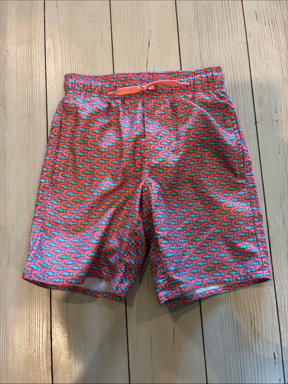 Class Club Coral Pink Fish Print Swim Trunks